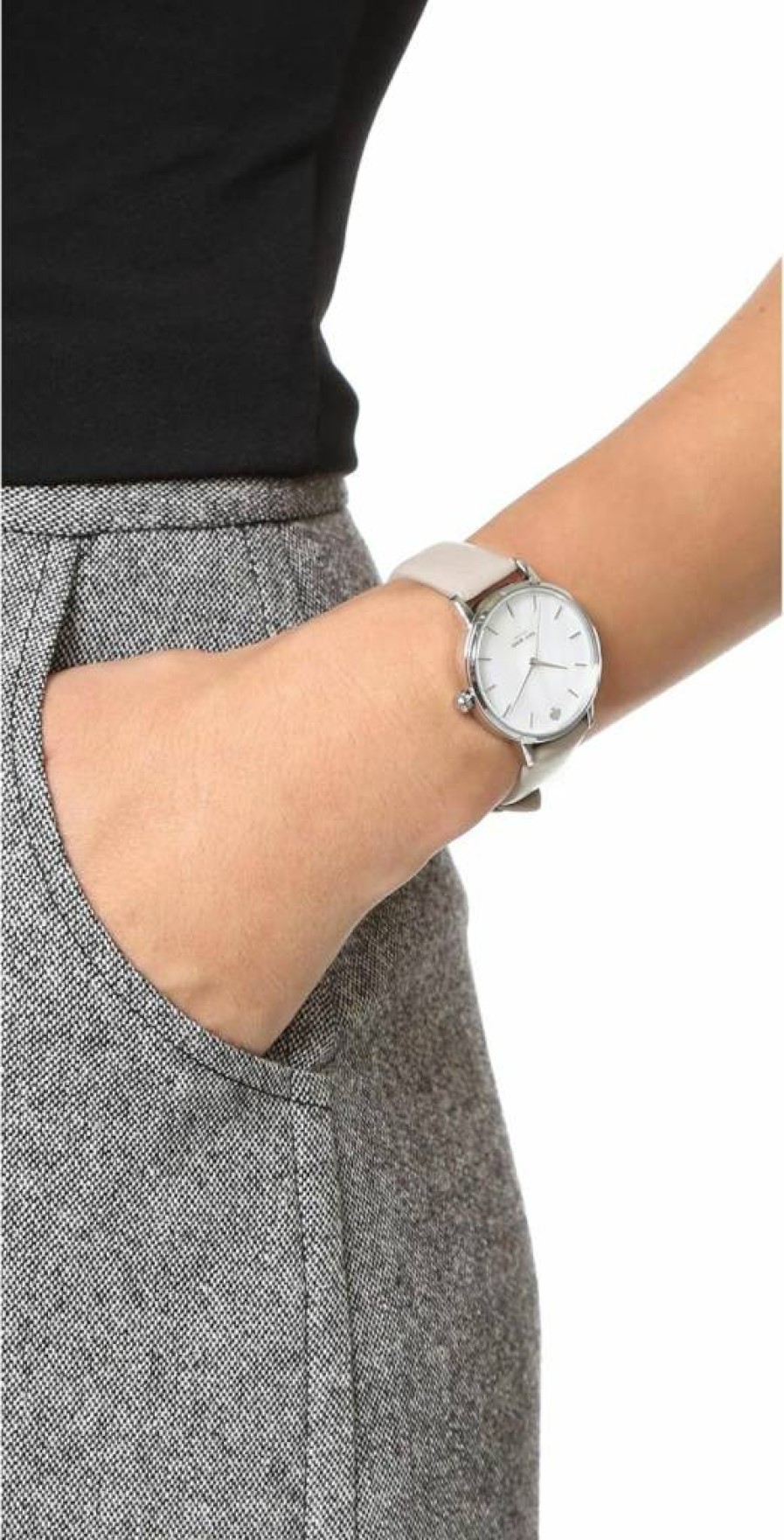 Kate Spade New York Women's Metro Stainless Steel Watch with Leather Band - Silver & Gray Quartz Three-Hand Design