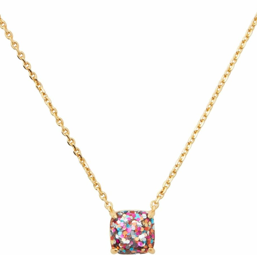 Kate Spade New York Small Square Pendant Necklace - Mini Gold-Tone Charm for Women