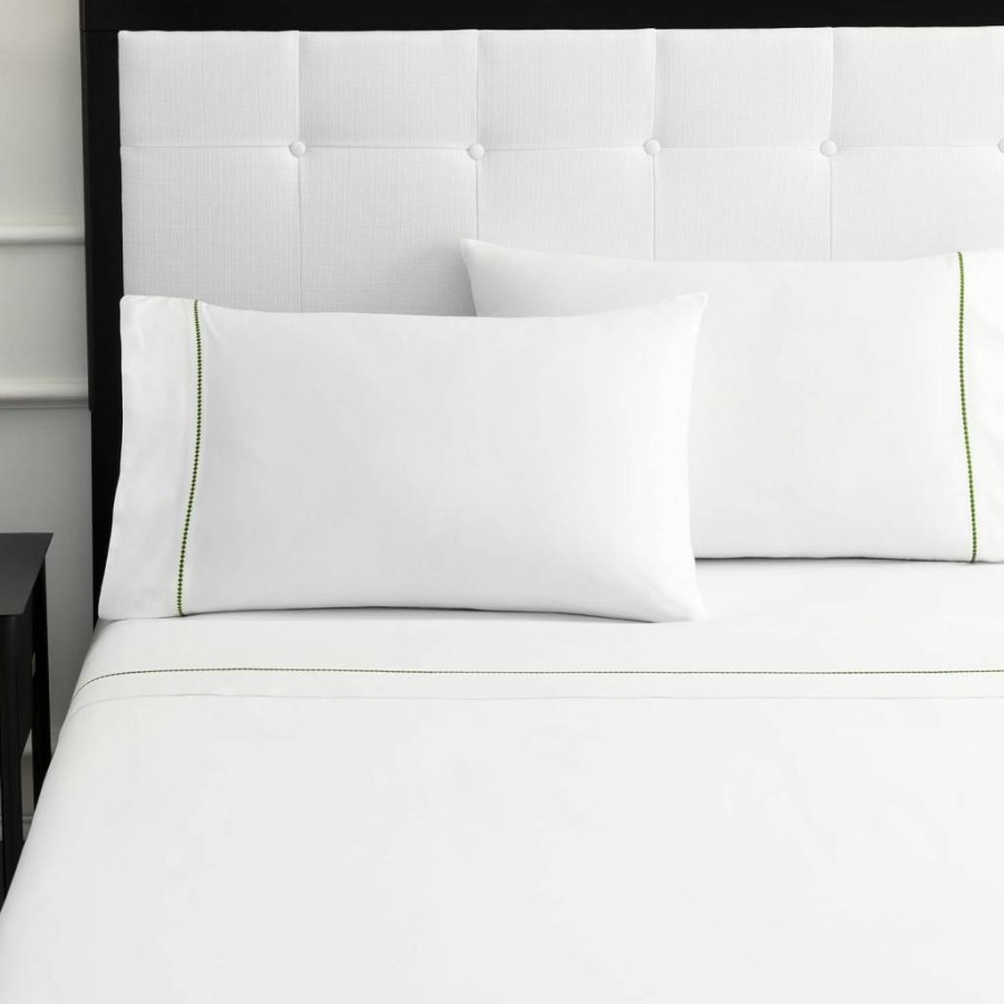 Kate Spade New York 4-Piece 300 Thread Count 100% Cotton Dot King Sheet Set - All Season Machine Washable Bedding in White & Pink