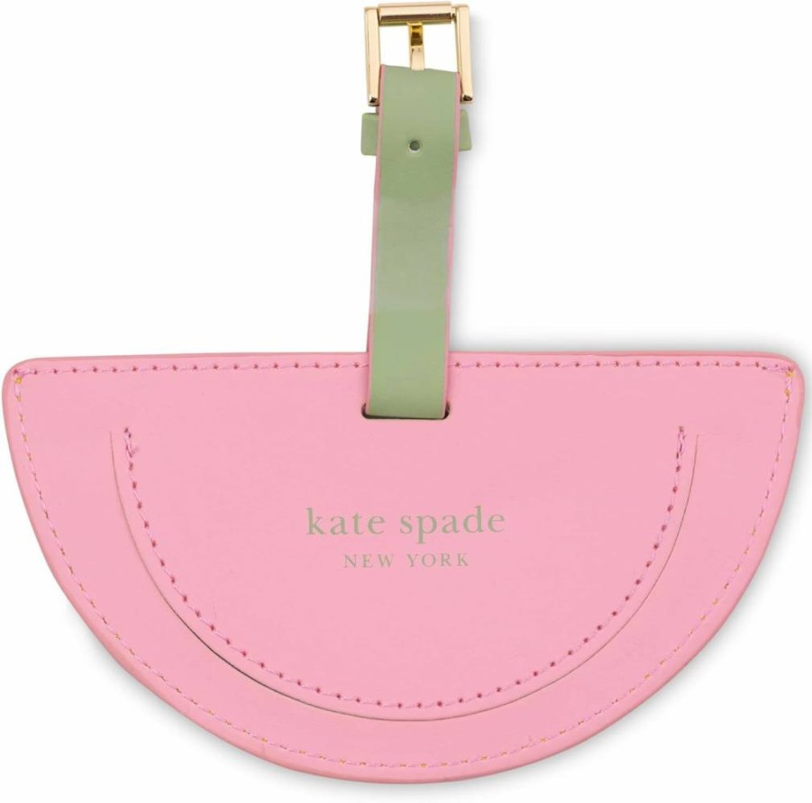 Kate Spade New York Lemon Yellow Vegan Leather Luggage Tag for Women - Durable Round Suitcase ID Travel Accessory