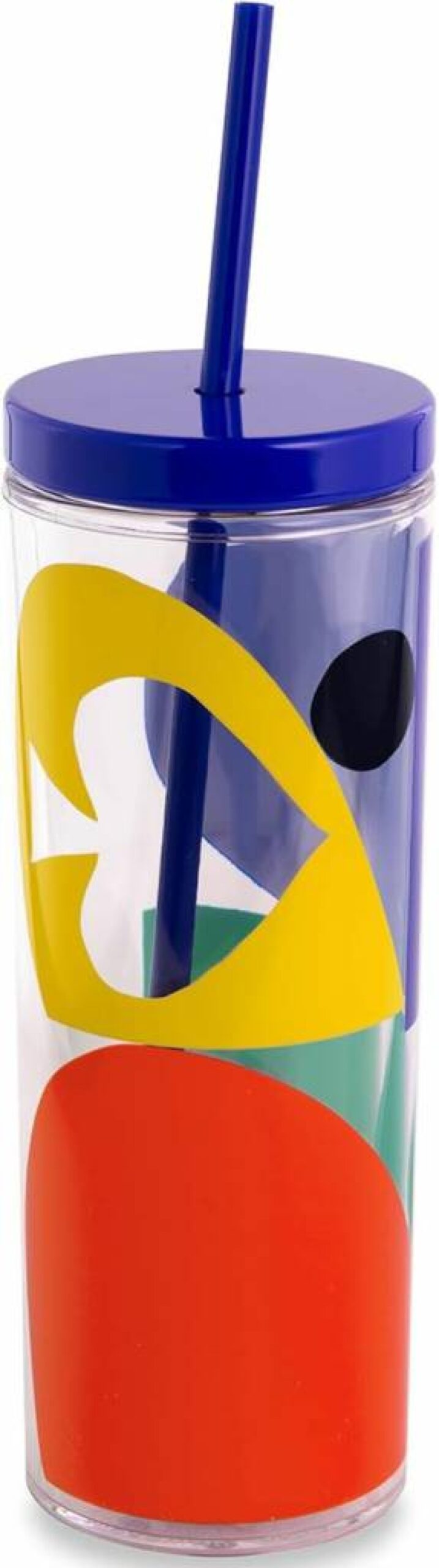 Kate Spade New York 24oz Acrylic Tumbler with Lid & Reusable Straw, Insulated Travel Cup for Hot & Cold Drinks, Spade Colorblock Design