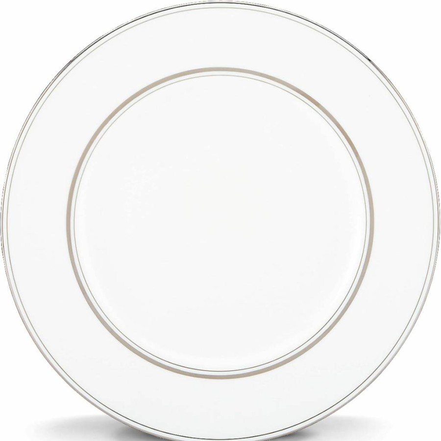 Kate Spade New York Library Lane Platinum Salad Plate - 0.70 Lb Elegant White Dinnerware for Stylish Table Setting
