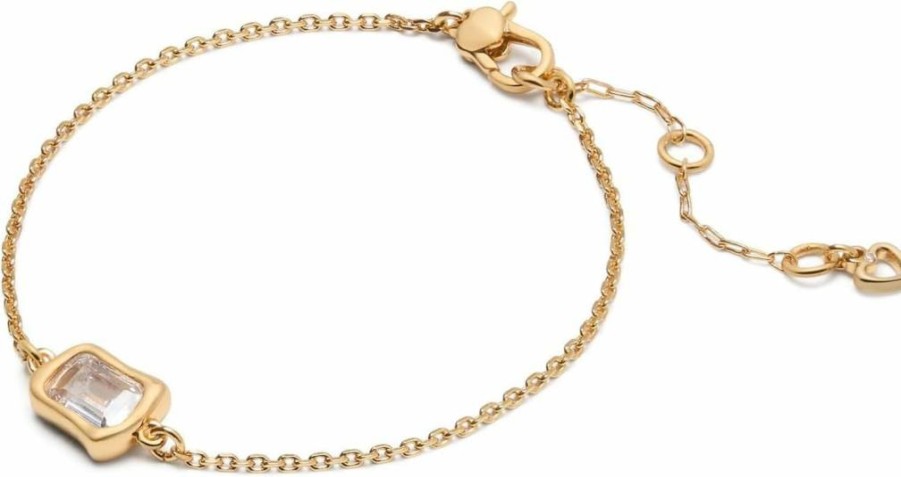 Kate Spade New York Molten Glass Solitaire Bracelet - Elegant Gold-Tone Chain Bracelet with Glass Charm