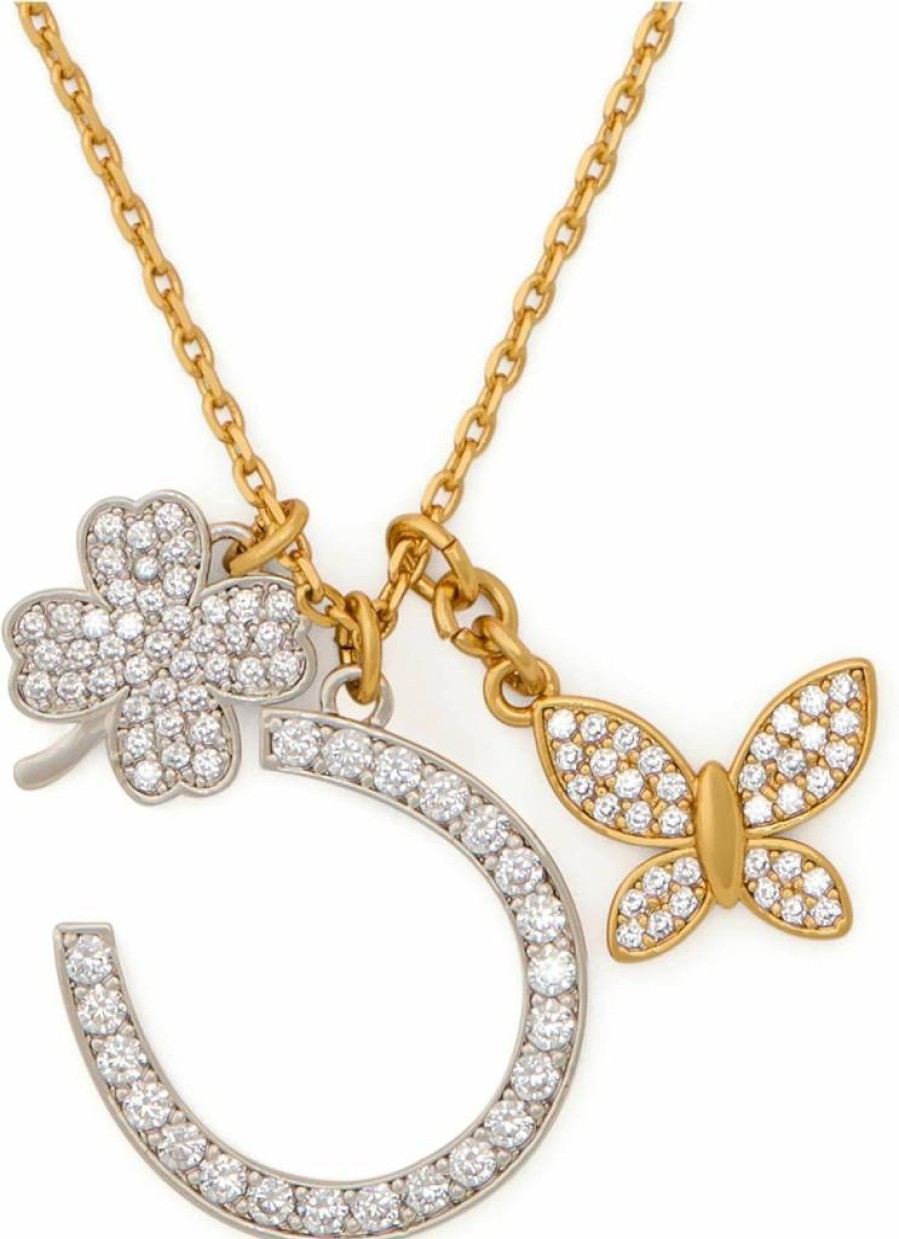 Kate Spade New York Lucky Charm Pendant Necklace - Neutral Multicolor Statement Jewelry