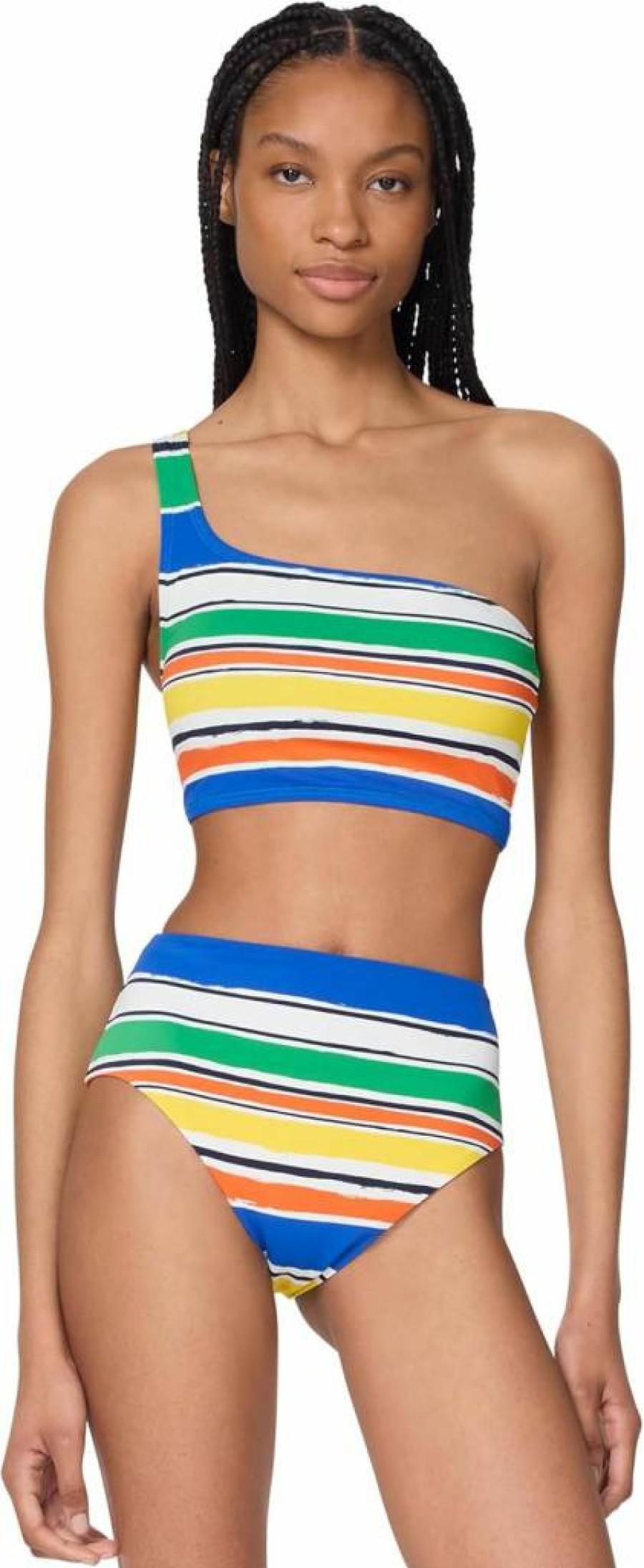 Kate Spade New York Women's Striped One-Shoulder Ocean Blue Summer Top
