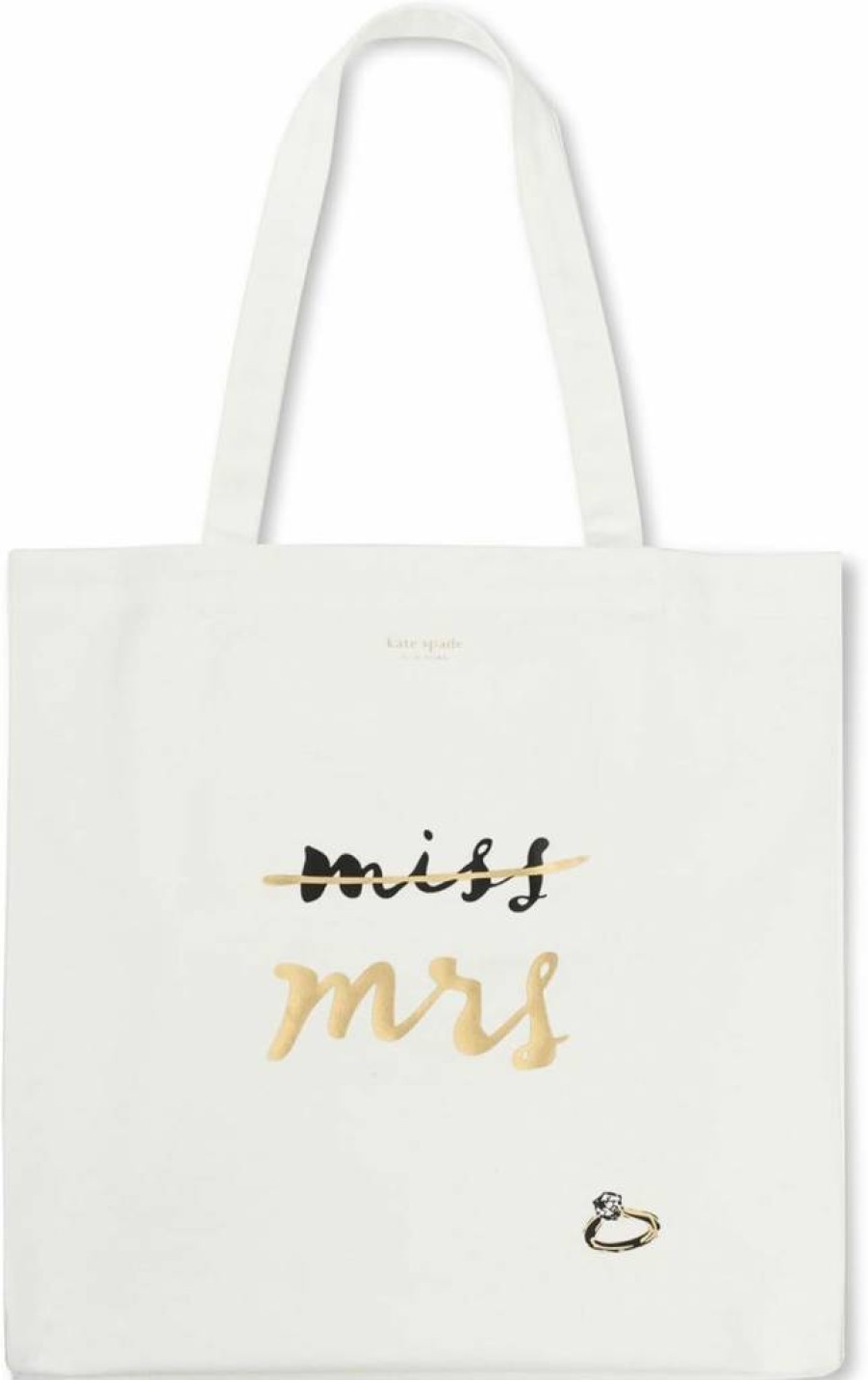 Kate Spade New York Women's Canvas Tote Bag - Stylish Beach Bag with Pocket, Perfect for Bridal & Travel, Cute Miss to Mrs Design