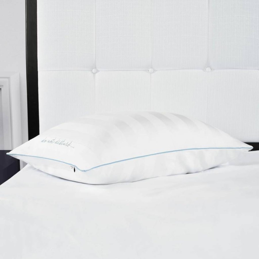 Kate Spade New York King Size Cooling Pillow - 20x36 Inch 300 Thread Count with Moisture Wicking Technology, White Stripe Design for All Sleep Positions