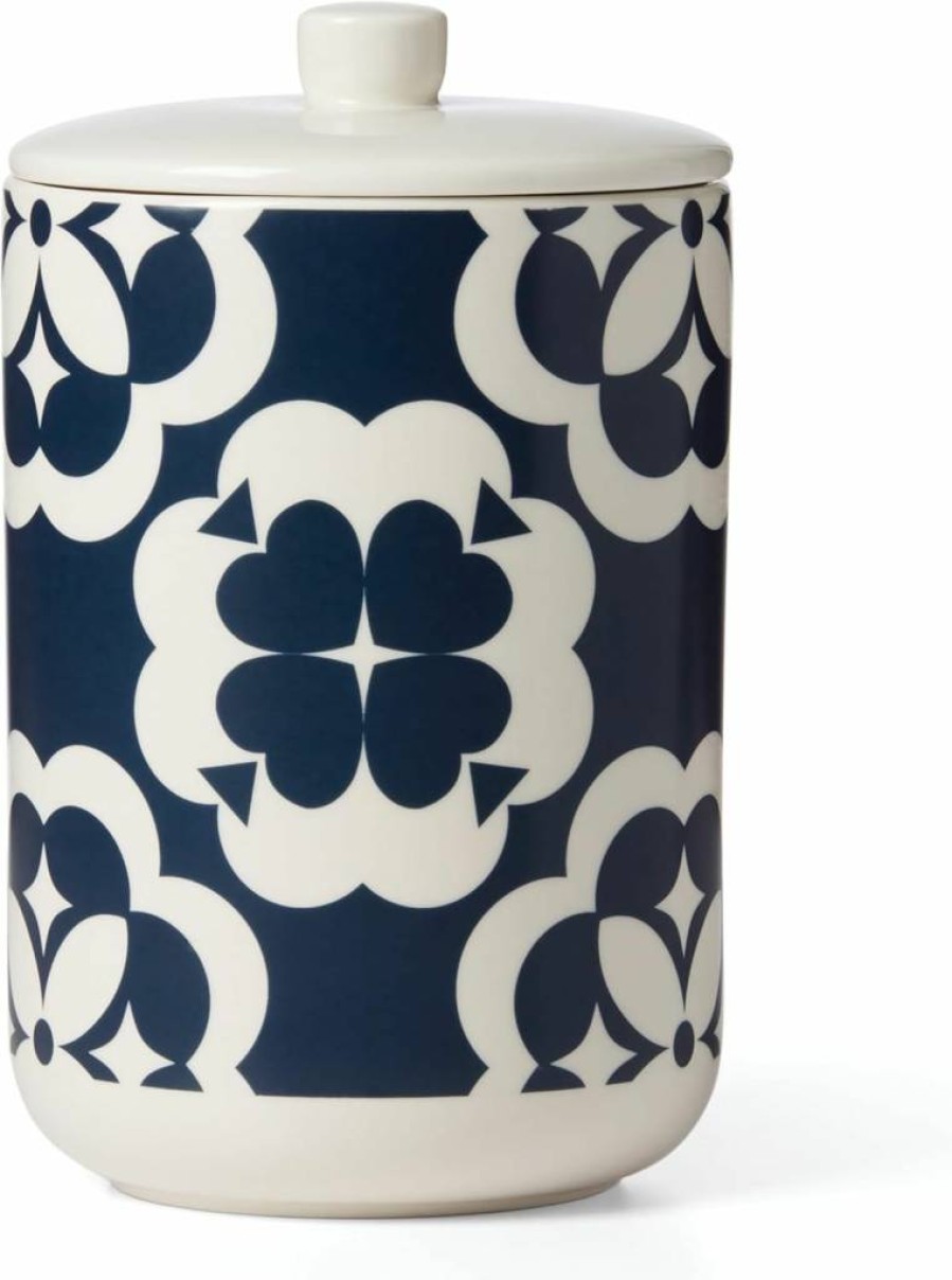 Kate Spade New York Blue Geo Pattern Ceramic Cookie Jar - Elegant Kitchen Storage Container