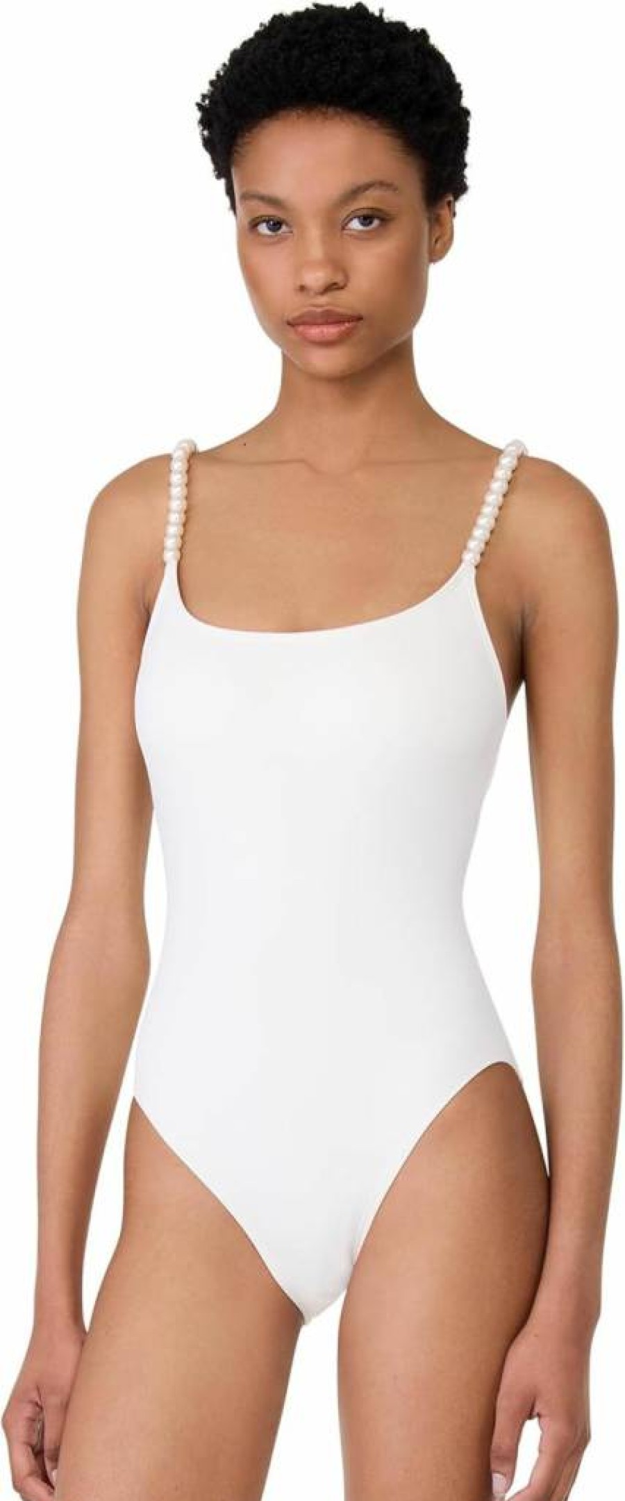 Kate Spade New York Women's One-Piece Swimsuit with Pearl Detailing - Elegant Beachwear