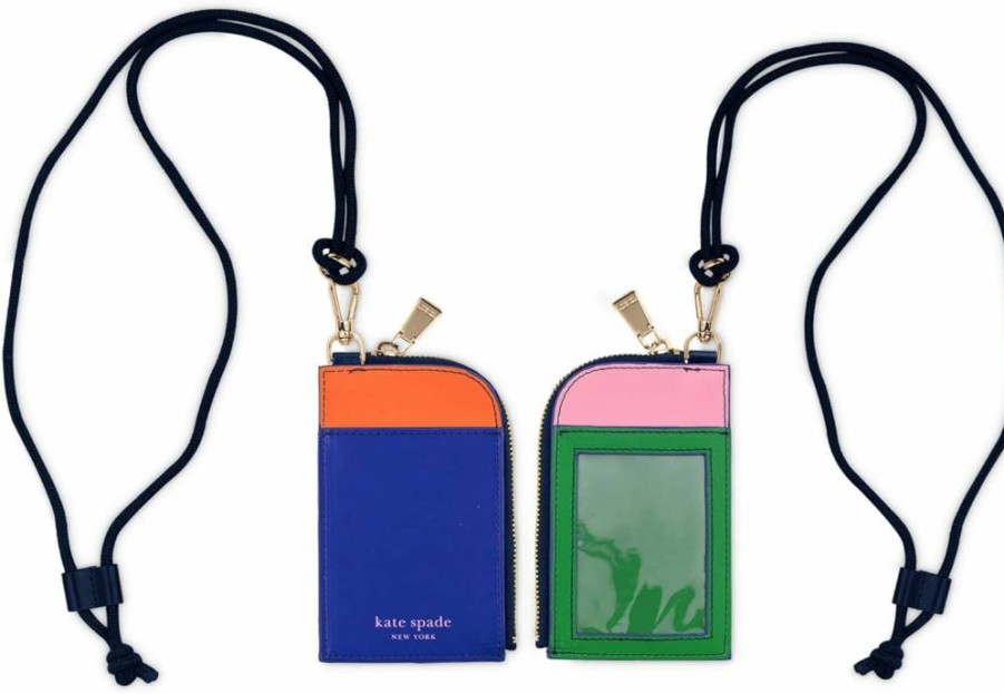 Kate Spade New York Vegan Leather ID Badge Holder & Zippered Card Wallet - Slim Name Tag Case for Work, School, Travel | Colorblock Design