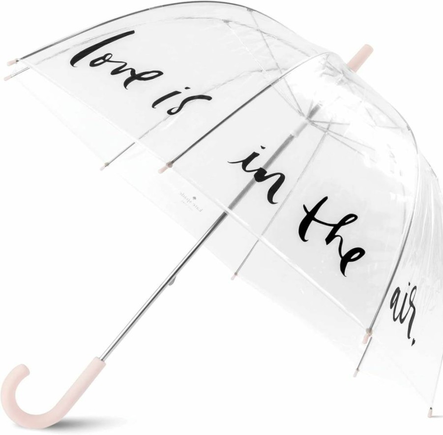Kate Spade New York Large Clear Bubble Umbrella for Women, Wedding & Rain Protection, Love Is In The Air Design