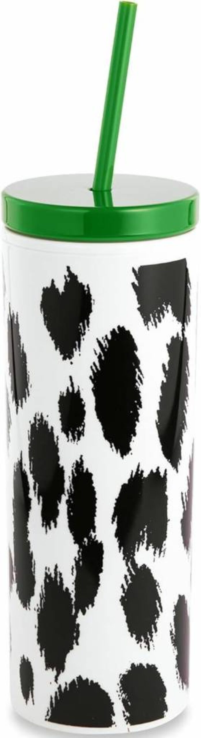 Kate Spade New York 24oz Leopard Print Insulated Travel Tumbler with Lid & Reusable Straw, Forest Feline Acrylic Cup