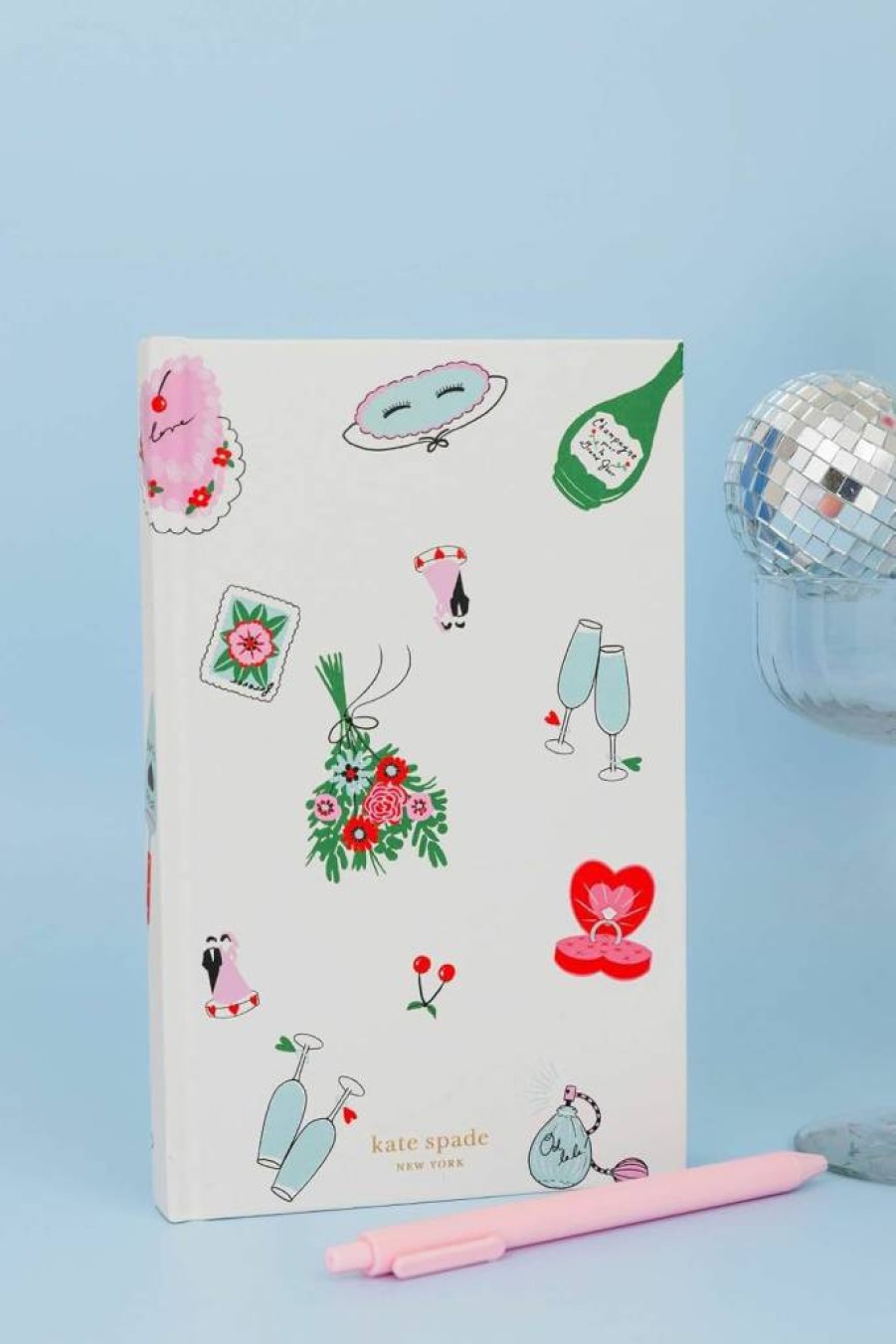 Kate Spade New York Wedding Journal - 8.25" x 5.25" Hardcover Bridal Notebook with 200 Lined Pages, Cake Toss Design, Gift for Bride