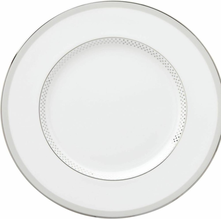 Kate Spade New York Whitaker Street 9-Inch Decorative Dinner Plate, Elegant White Ceramic Tableware for Dining & Entertaining