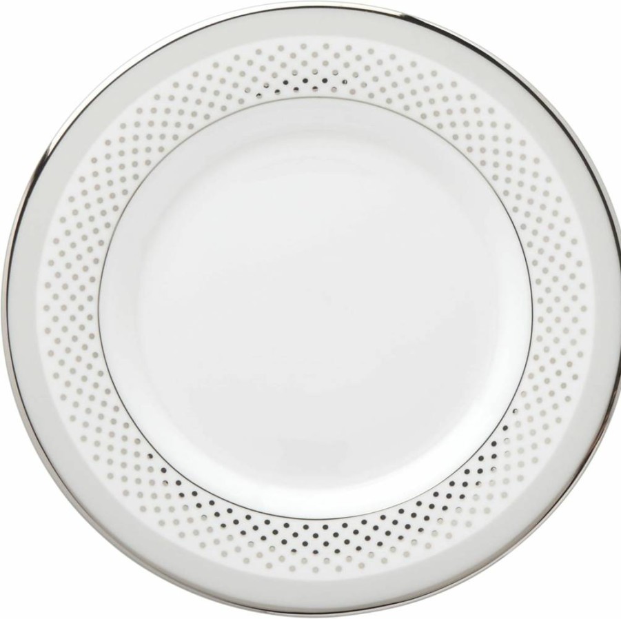 Kate Spade New York Whitaker Street 9-Inch Decorative Dinner Plate, Elegant White Ceramic Tableware for Dining & Entertaining