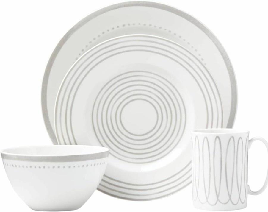 Kate Spade New York Charlotte Street West Soup Bowl, 0.65 Liter, Taupe Grey Ceramic Bowl for Dining & Entertaining