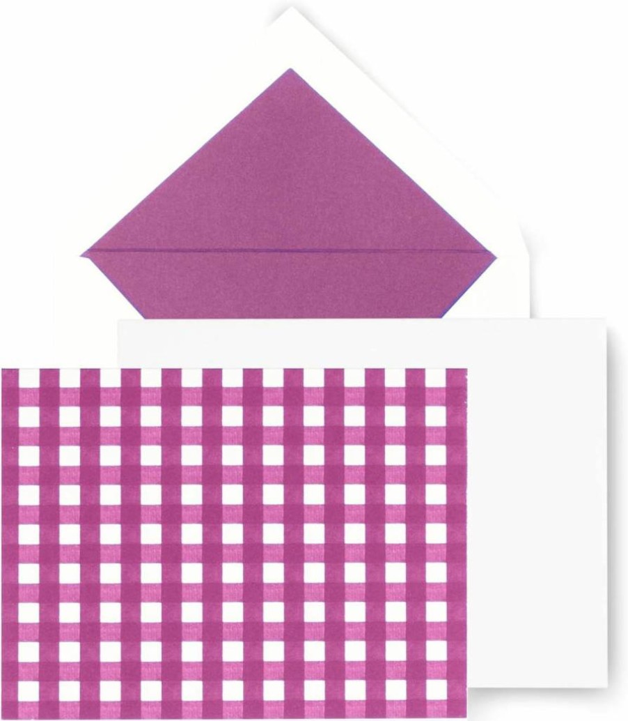 Kate Spade New York Gingham Greeting Cards Set - 10 Blank Cards & Envelopes, Stylish Stationery for All Occasions