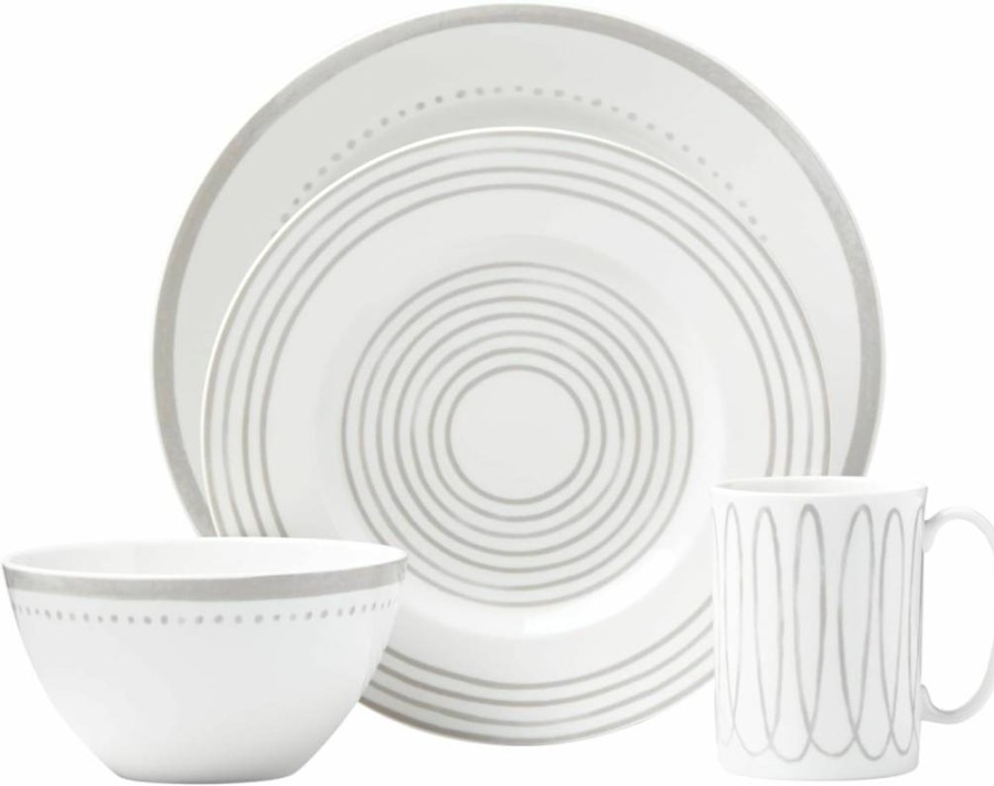 Kate Spade New York Charlotte Street West Accent Decorative Plate, 0.9 lb, Taupe Grey Ceramic Home Tableware