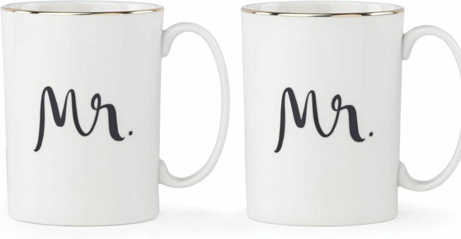 Kate Spade New York Mrs. & Mrs. Wedding Champagne Flutes Set - 2-Piece Bridal Party Glassware for Couples