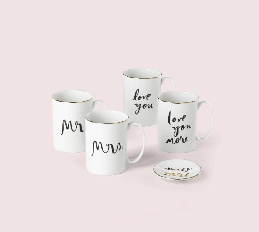 Kate Spade New York Mrs. & Mrs. Wedding Champagne Flutes Set - 2-Piece Bridal Party Glassware for Couples