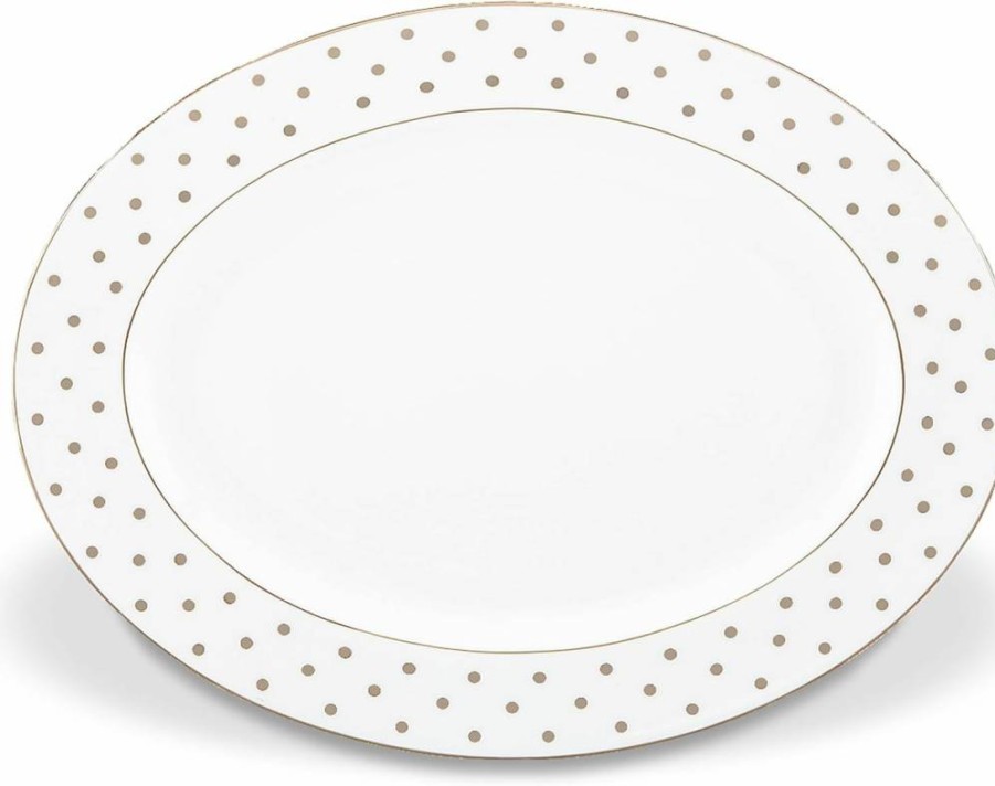 Kate Spade New York Larabee Road Metallic Platinum 16-Inch Oval Serving Platter, 4.05 Pound Elegant Dinnerware