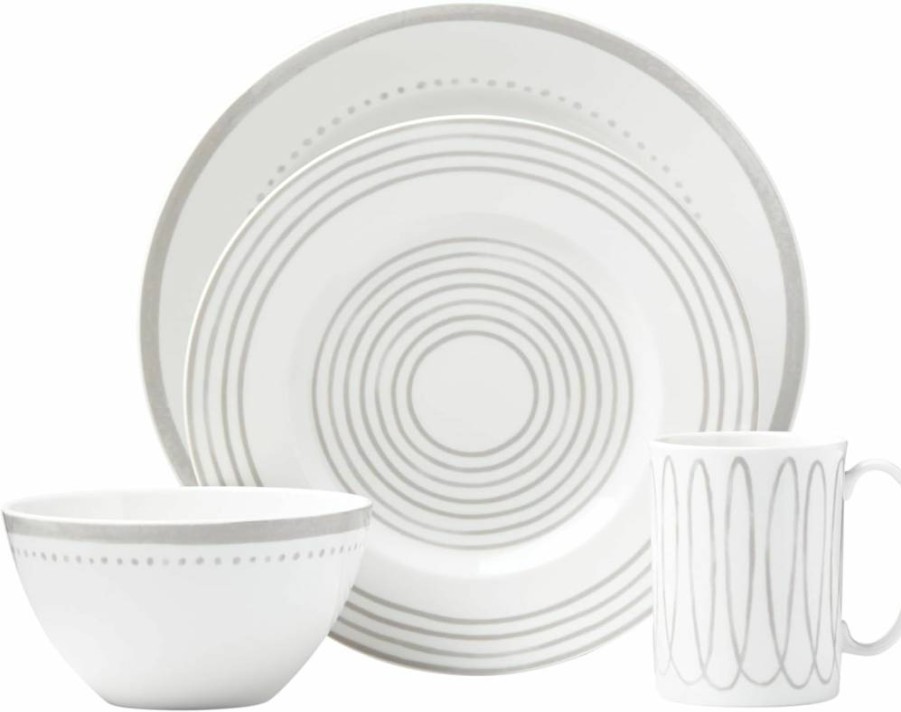 Kate Spade New York Charlotte Street West Dinner Plate - 1.40 Lb Taupe Grey Ceramic Tableware for Dining & Decor