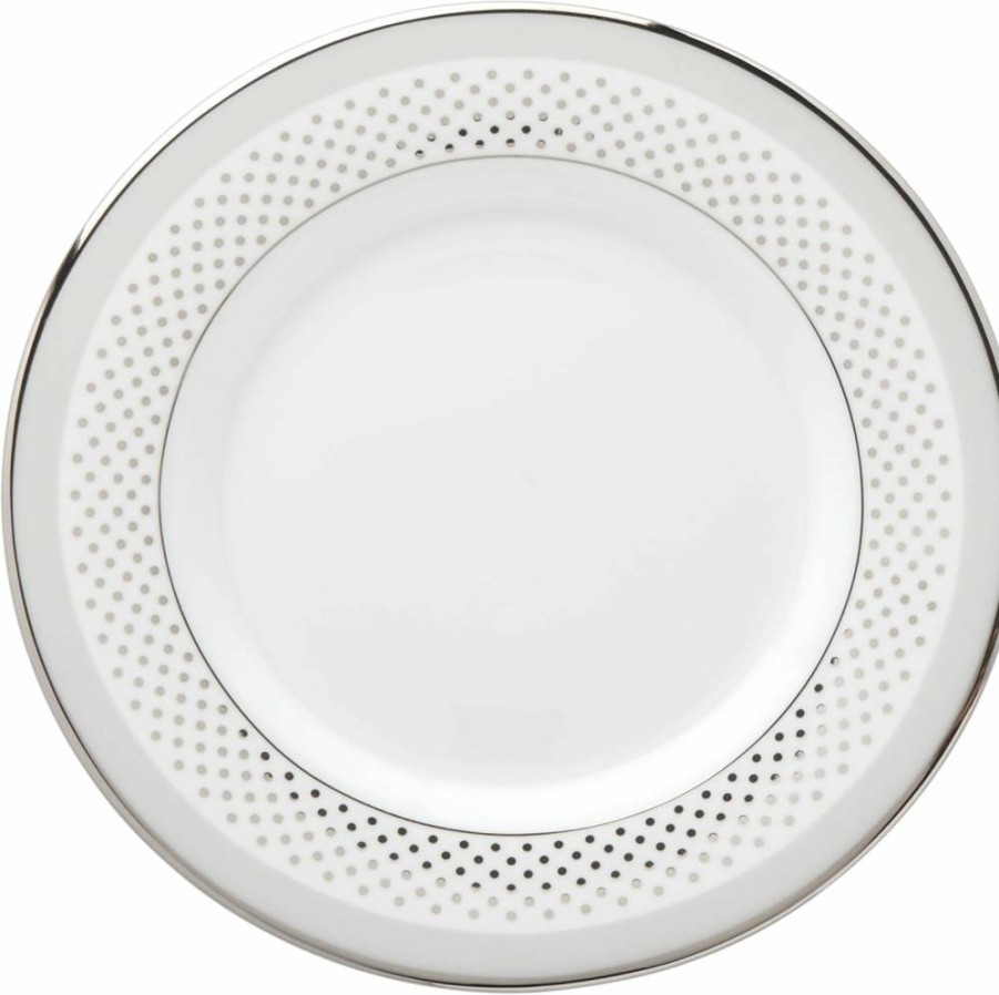 Kate Spade New York Whitaker Street White Ceramic Saucer Plate - Elegant Dining & Tea Cup Accessory