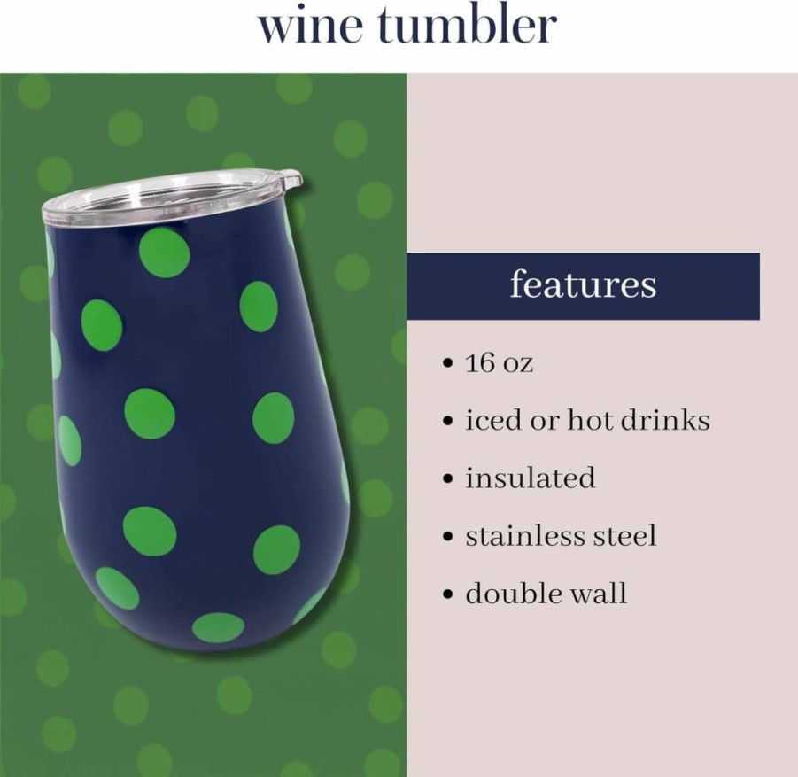 Kate Spade New York 16oz Stainless Steel Wine Tumbler with Lid - Insulated Double Wall Travel Cup in Pink Safari Floral Design