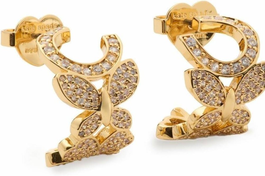 Kate Spade New York Lucky Charm Huggie Earrings in Clear Crystals with Gold-Tone Accents