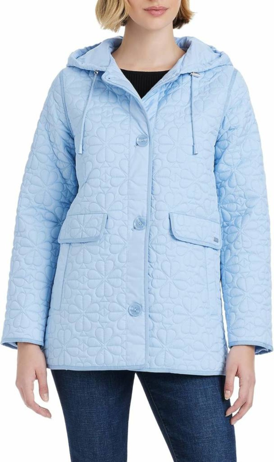 Kate Spade New York Women's Quilted Hooded Jacket - Lightweight A-Line Coat for Style & Comfort