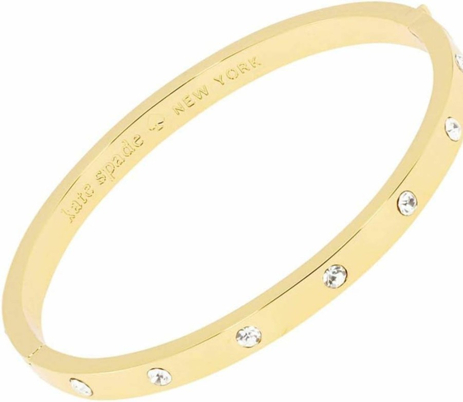 Kate Spade New York Set In Stone Hinged Bangle Bracelet for Women - Elegant Gold-Tone Cuff