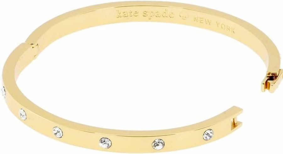 Kate Spade New York Set In Stone Hinged Bangle Bracelet for Women - Elegant Gold-Tone Cuff