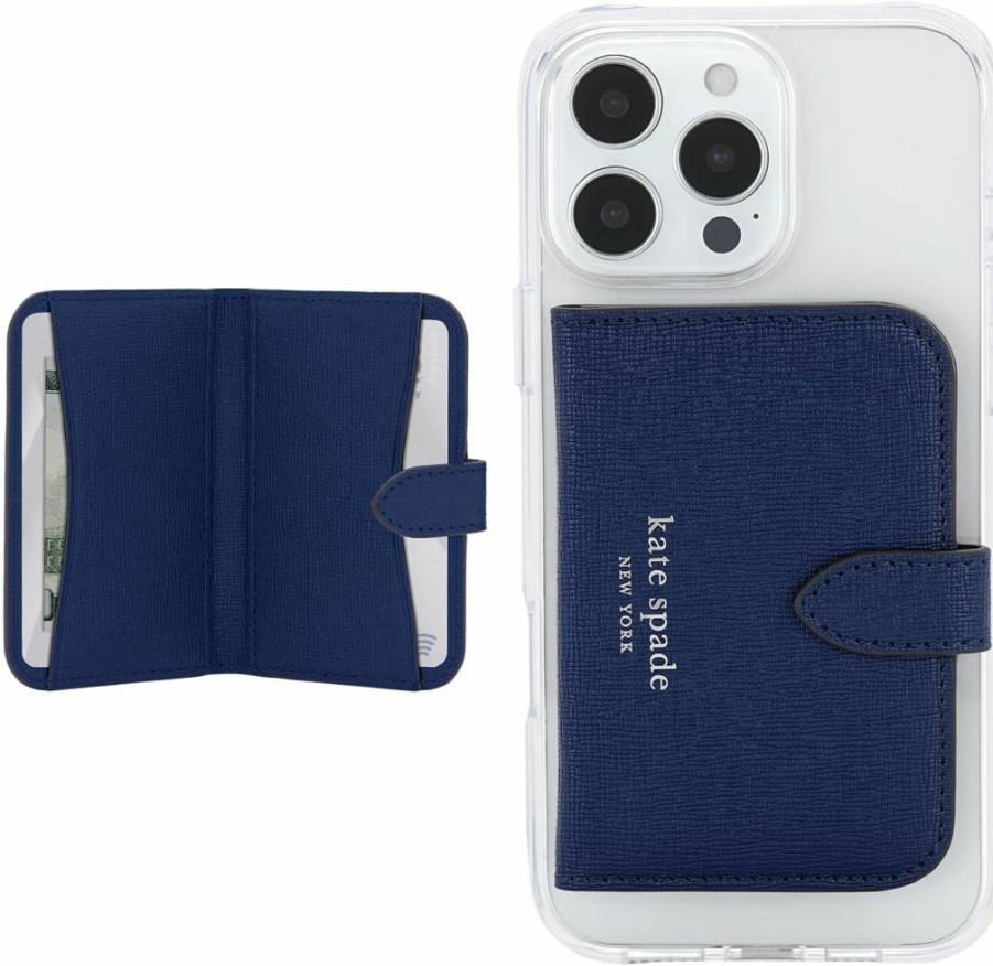Kate Spade New York Morgan Magnetic Phone Wallet Card Holder - Magsafe Compatible for iPhone, Secure Card Storage, Chalk Pink Design