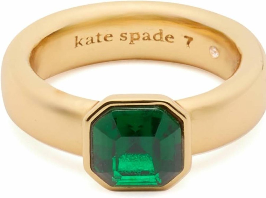 Kate Spade New York Keep Sparkling Asscher Cut Diamond Ring - Elegant Gold Plated Band for Women