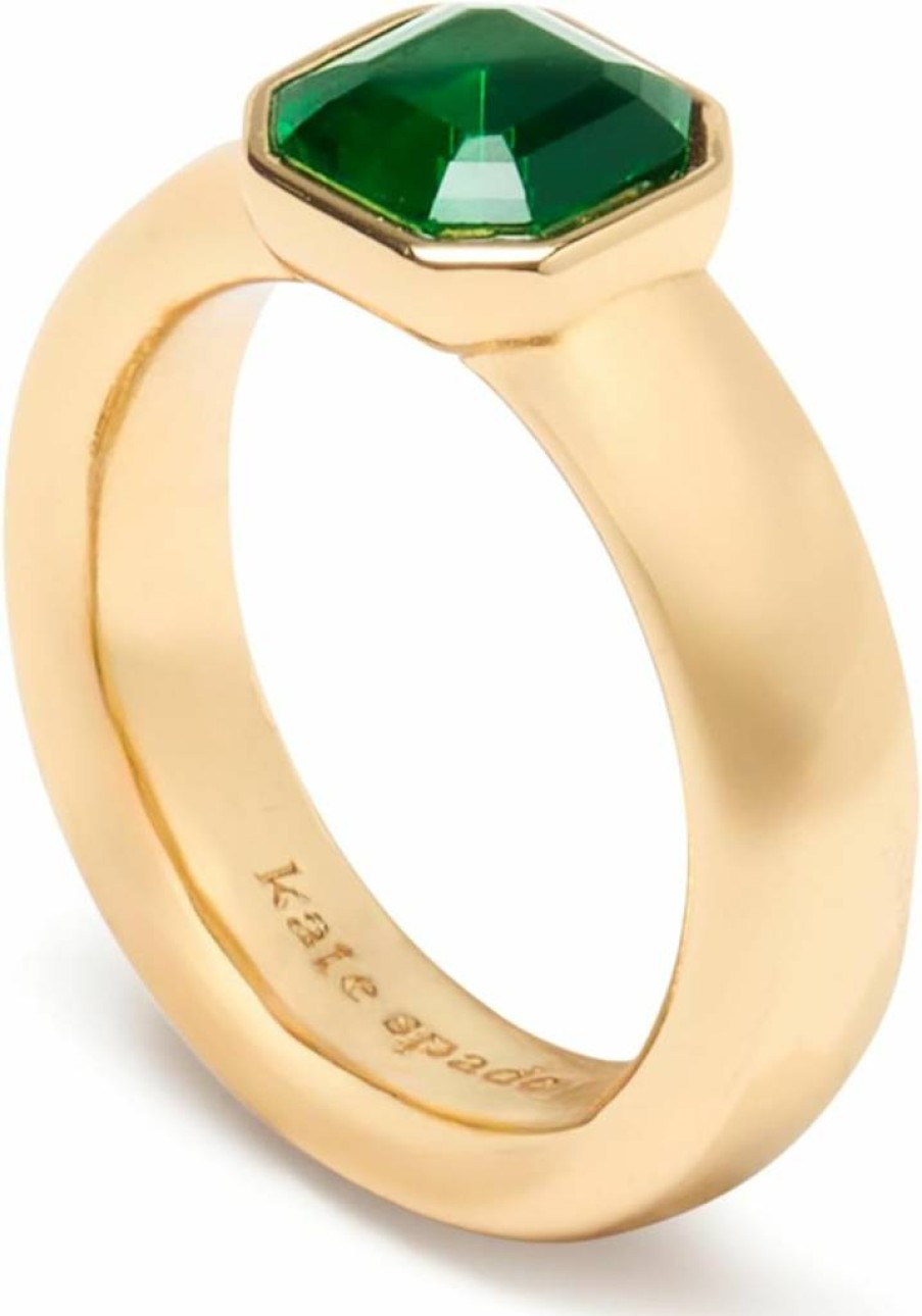 Kate Spade New York Keep Sparkling Asscher Cut Diamond Ring - Elegant Gold Plated Band for Women