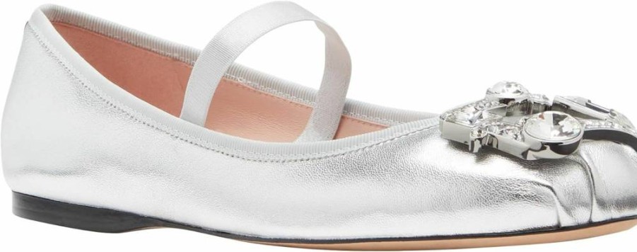 Kate Spade New York Women's Renata Mary Jane Ballet Flats - Classic Comfortable Leather Slip-On Shoes for Women