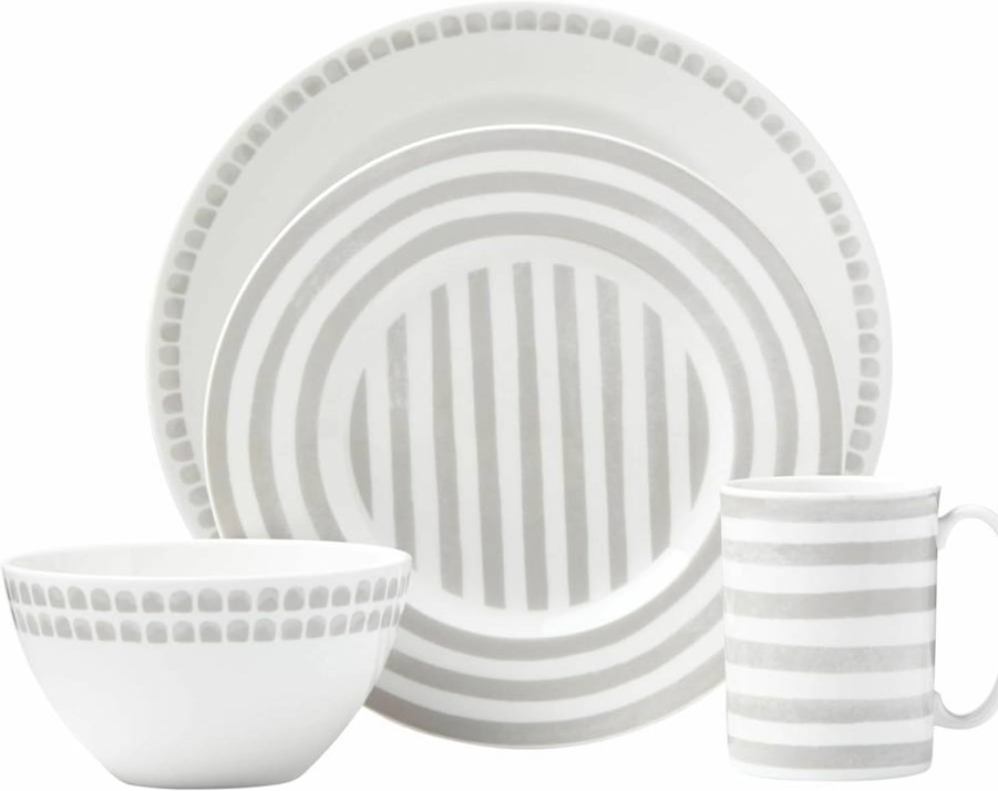 Kate Spade New York Charlotte Street Accent Plate - Stylish Taupe Grey Decorative Ceramic Plate for Dining & Home Decor