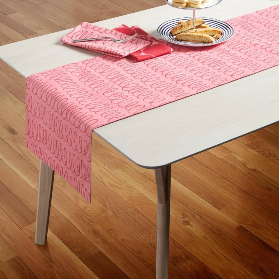Kate Spade New York Reversible Table Runner - In The Loop & Joy Dot Design, 100% Cotton, Green and Cream Stripes, 15x72 Inches, Machine Washable Home Decor