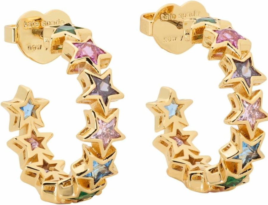 Kate Spade New York Star Huggie Earrings with Space Cadet Design, Multi-Color Fashion Hoop Earrings