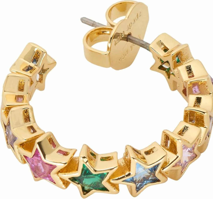 Kate Spade New York Star Huggie Earrings with Space Cadet Design, Multi-Color Fashion Hoop Earrings