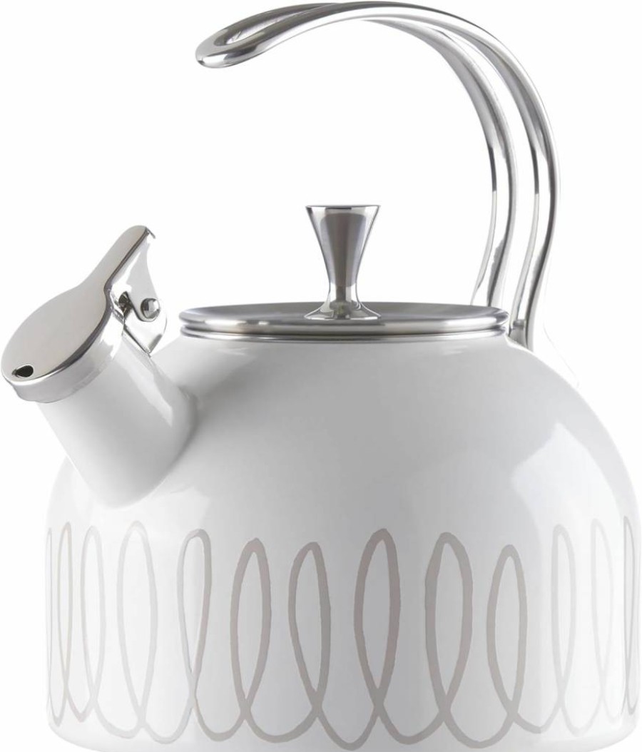 Kate Spade New York Charlotte Street West Tea Kettle in Grey, Stylish Stainless Steel Stovetop Teapot