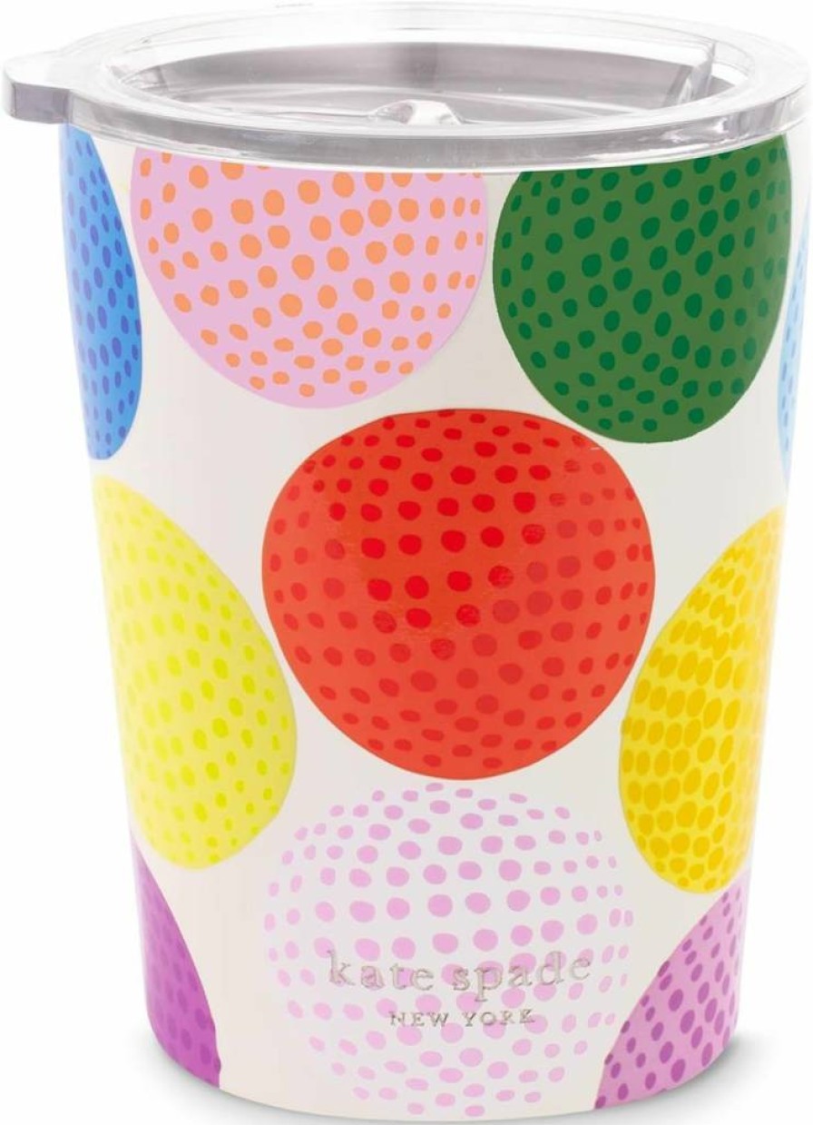 Kate Spade New York 12Oz Stainless Steel Coffee Tumbler - Double Walled Insulated Travel Mug with Lid, Mini Golf Design