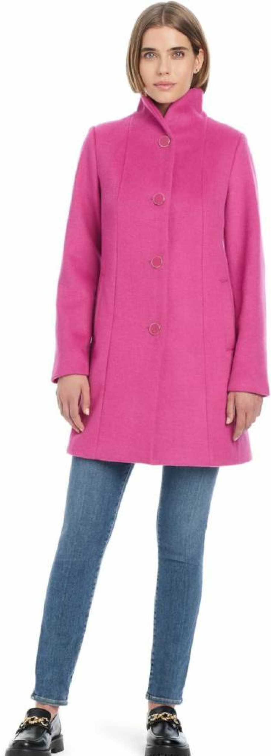 Kate Spade New York Women's Wool Coat - Mid-Length High-Collar Winter Jacket for Women