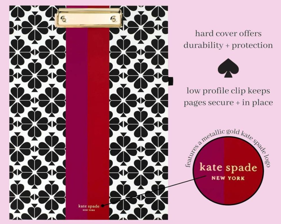 Kate Spade New York Leopard Print A4 Clipboard Folio with Notepad, Pen Holder & Pocket – Professional Padfolio for Work & Office