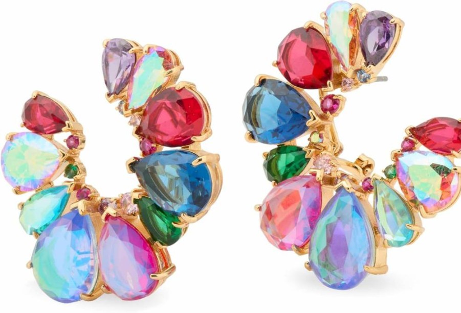 Kate Spade New York Shine Me Up Fan Hoop Earrings – Sparkling Gold-Tone Statement Hoops