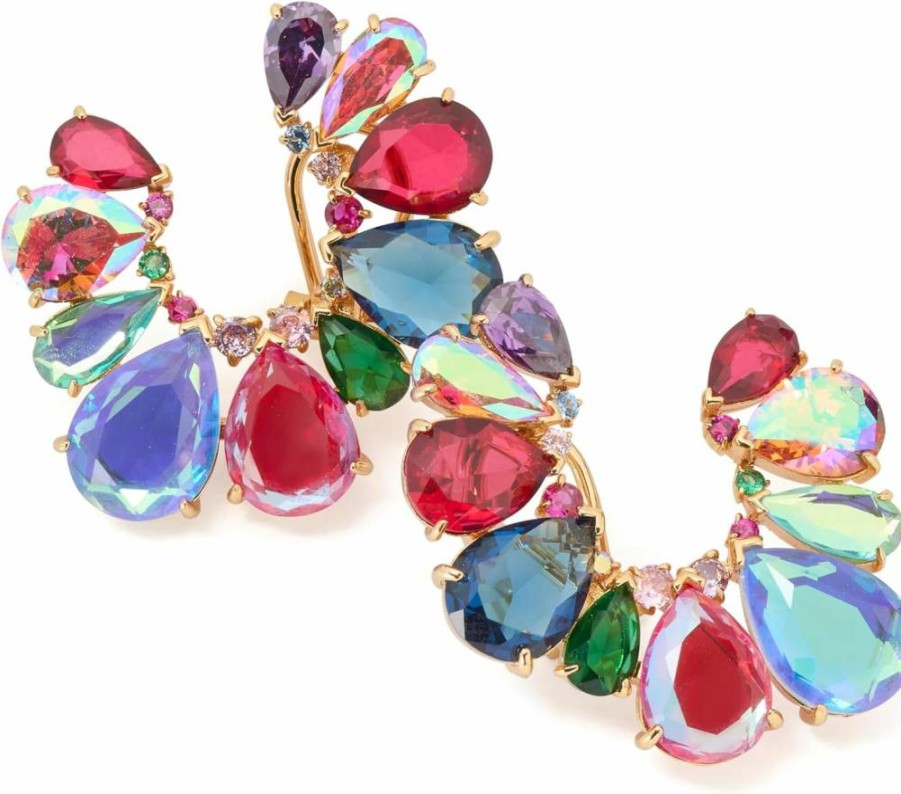 Kate Spade New York Shine Me Up Fan Hoop Earrings – Sparkling Gold-Tone Statement Hoops