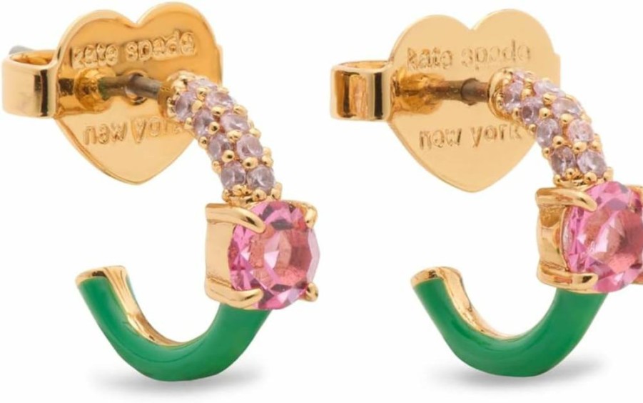Kate Spade New York Glittering Rose Gold Huggie Earrings with Shimmering Detail