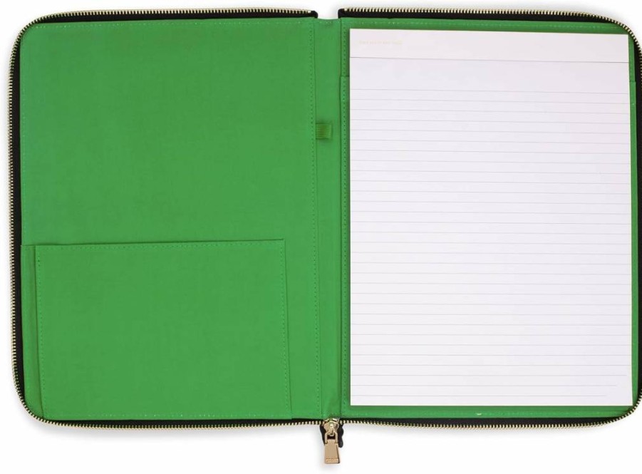 Kate Spade New York Vegan Leather Leopard Print Zipper Portfolio - 8.5" x 11" Document Organizer & Writing Pad for Business Professionals