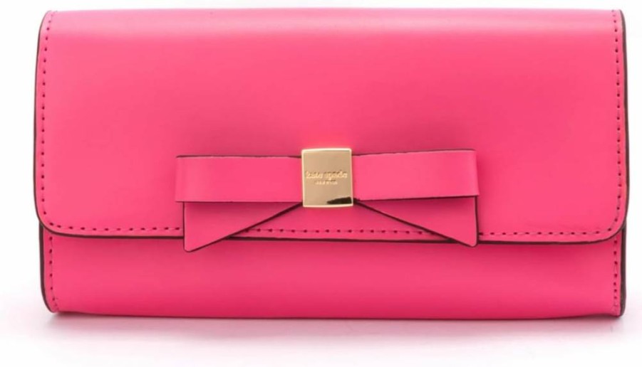 Kate Spade New York Women's Leather Crossbody Bag with Removable Pouch, Pink Bow Design, Hands-Free Travel Purse for Women