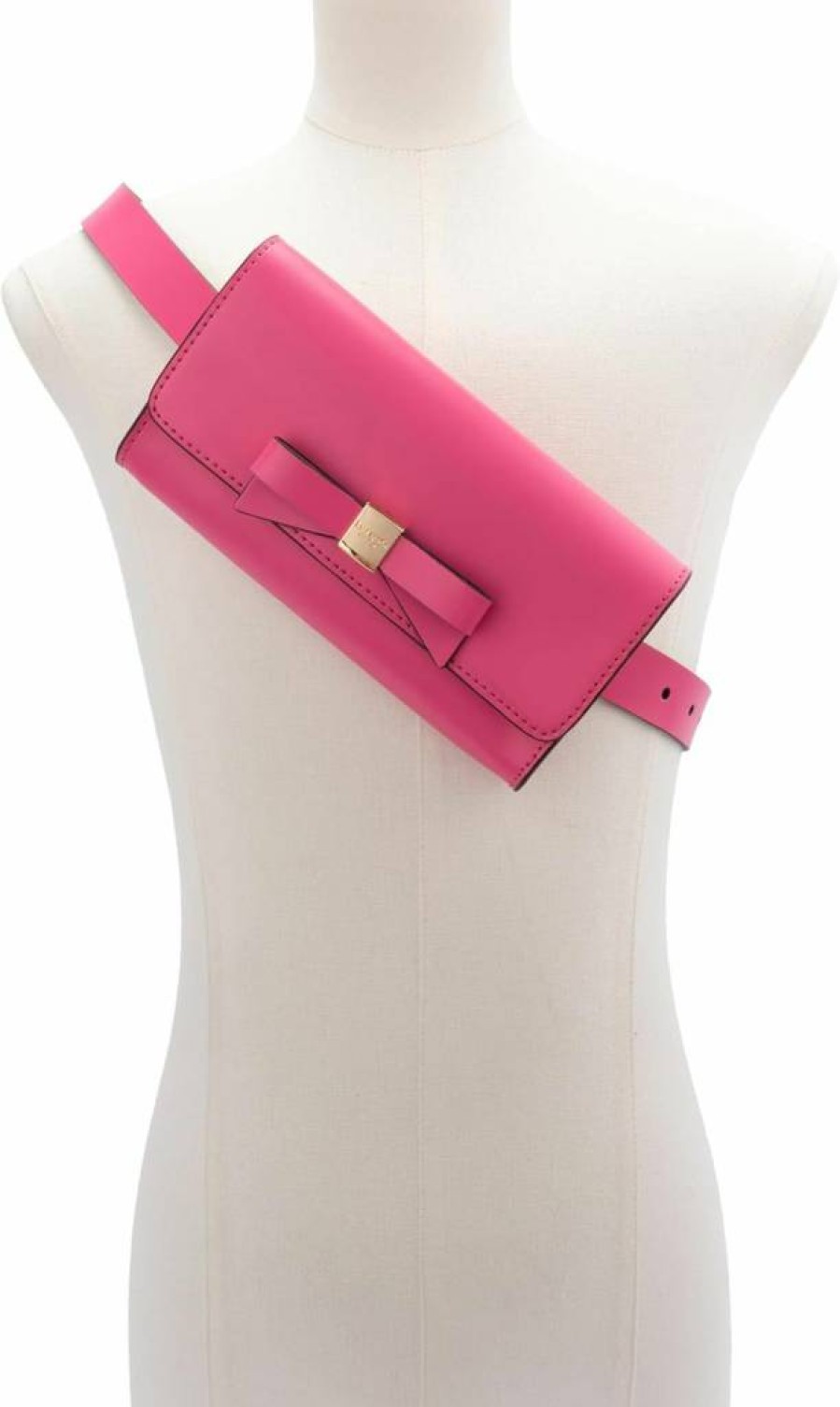 Kate Spade New York Women's Leather Crossbody Bag with Removable Pouch, Pink Bow Design, Hands-Free Travel Purse for Women